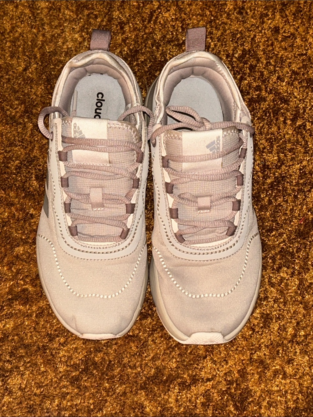 adidas Women’s Pale Pink Cloudfoam Lace-Up Sneakers - Picture 2 of 6